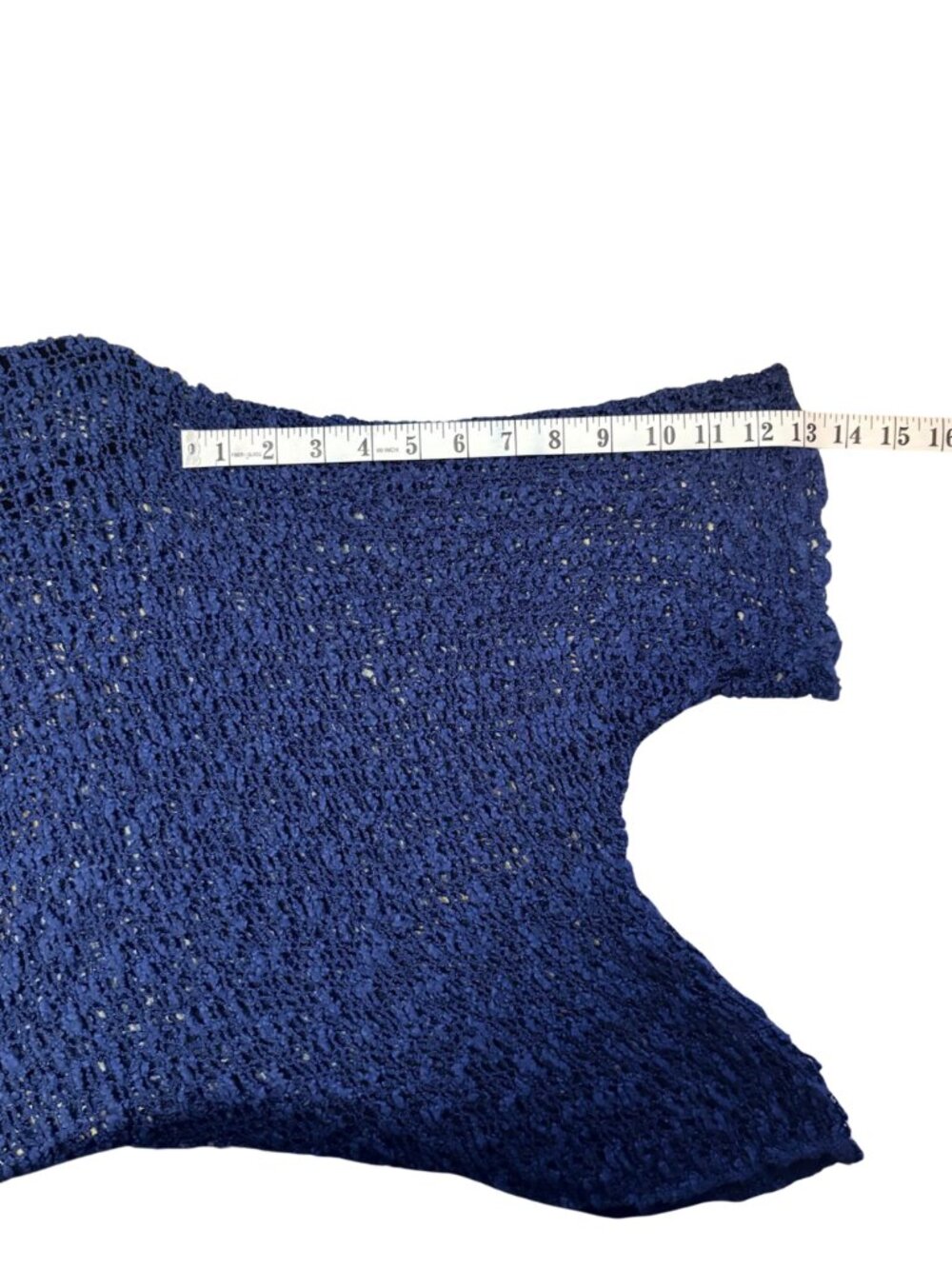 Blue Open-Knit Batwing Handkerchief Sweater Cotton Rayon - Picture 7 of 9